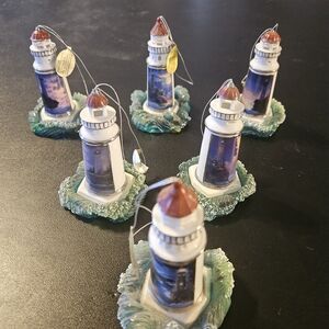 6 Pc Lot Collectible Bradford Lighthouse Seaside Inspirations Christmas Ornament